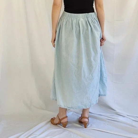 90s Guess Blue Cotton Maxi Skirt‎ - Picture 3 of 7